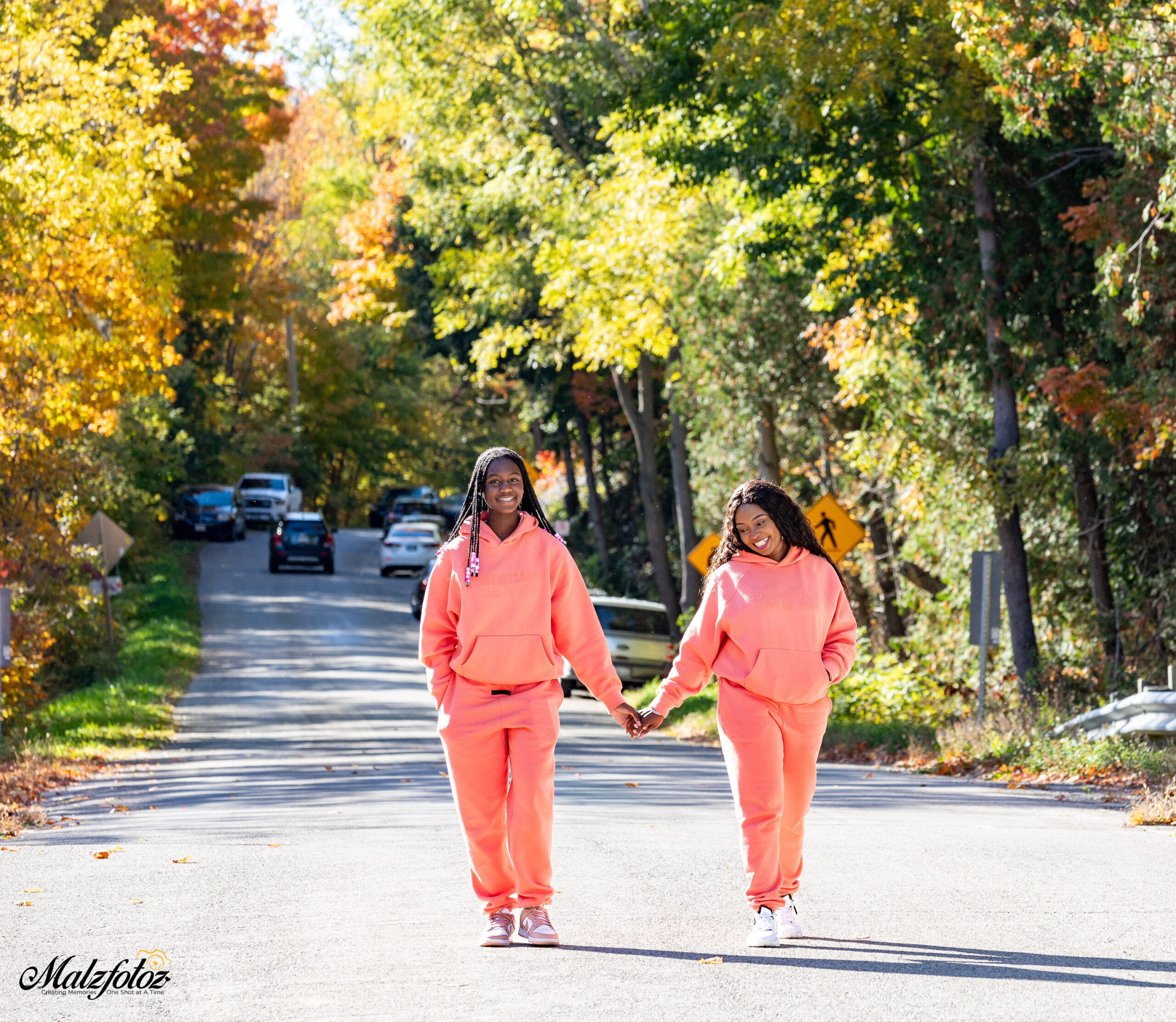 Mother and daughter having a Fall photoshoot